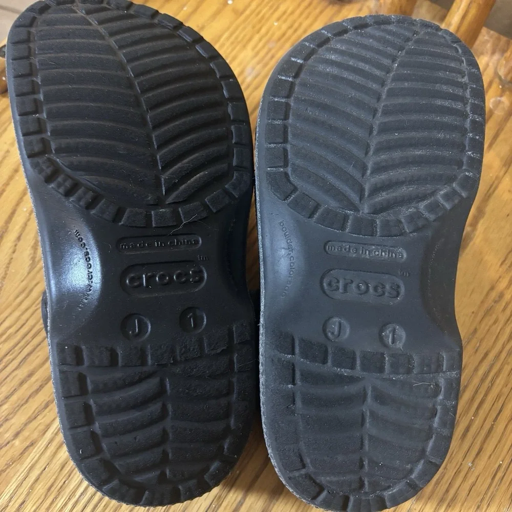 Crocs Youth Juniors Size 1 Grey With‎ Glitter Slip On Clogs Shoes EUC